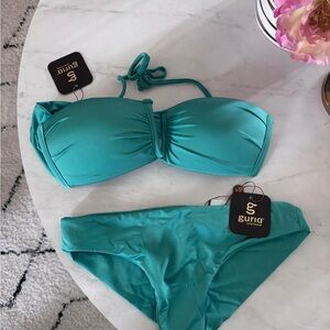 Guria Shimmer Green Bandeau Bikini Set